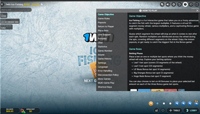 Screenshot della guida al gioco Ice Fishing